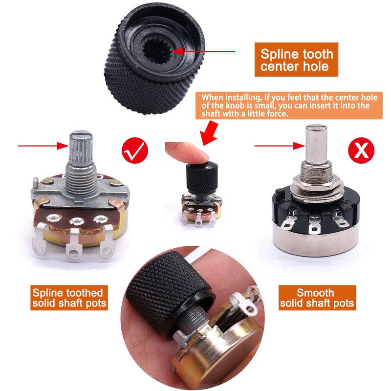 Taiss/3pcs Black Metal Dome Knobs Electric Guitar Volume Tone Control Knobs, Metal Volume Tone Knob,Suitable for 6mm Shaft ï¼Œwith Inner Hexagon Spanner Knob-10BK - Image 2